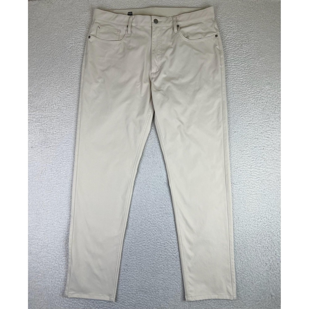 Marine Layer Pants Men's 34x32 Beige 5-Pocket Undercover Tech Slim Straight